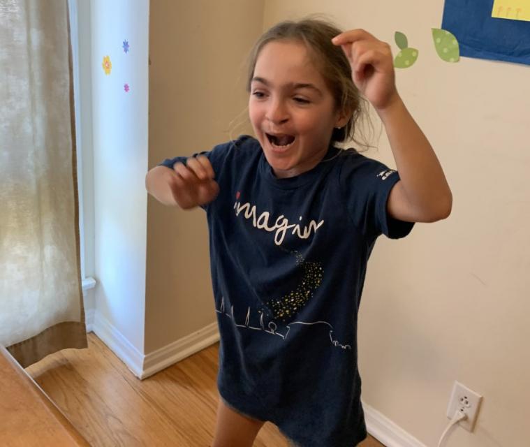 Chloe participating in Camp at Home!