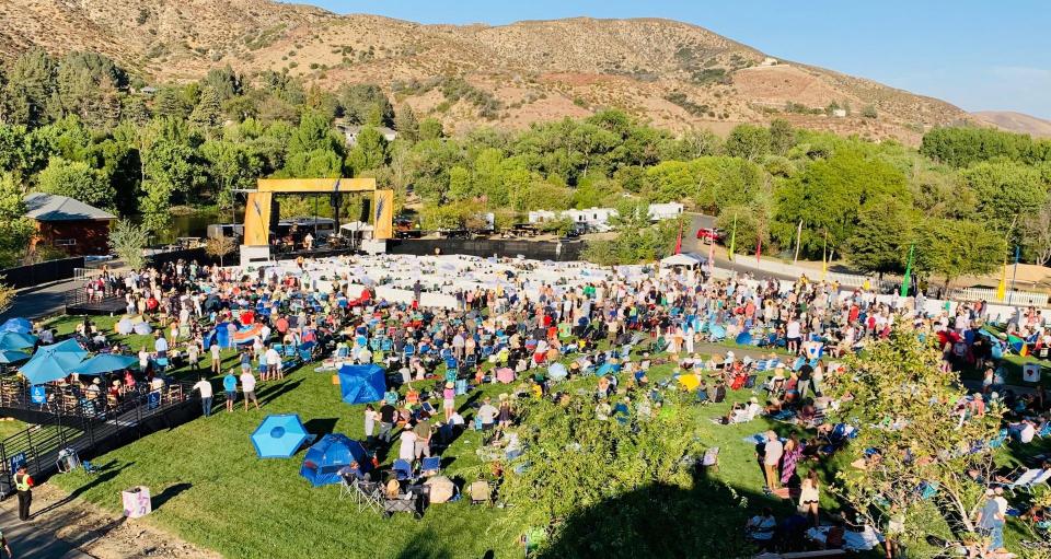 Ariel shot of Harvest Moon concert at The Painted Turtle campsite in 2019