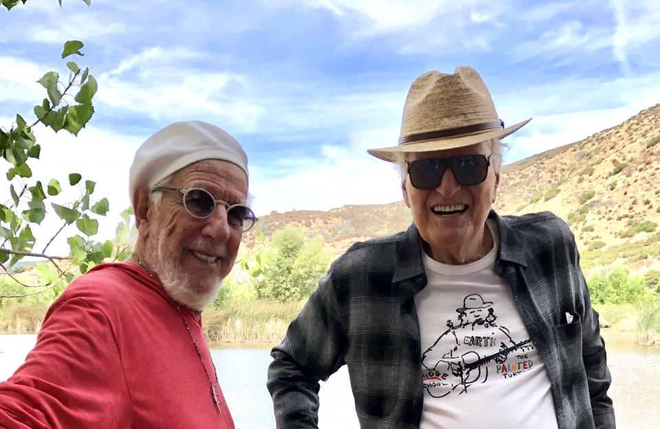 Founders Lou Adler (left) and Jerry Moss (right) enjoying the day at The Painted Turtle. Pictured here under a blue sky standing on the bridge just past the entrance to The Painted Turtle