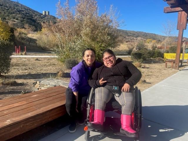 Mother and daughter outside at Camp