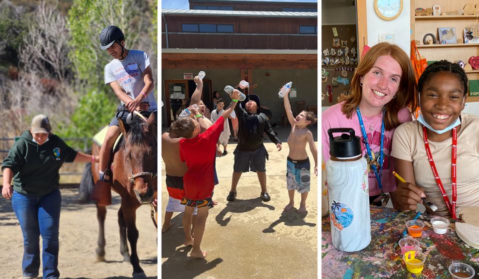 A collage of images of campers having fun at The Painted Turtle